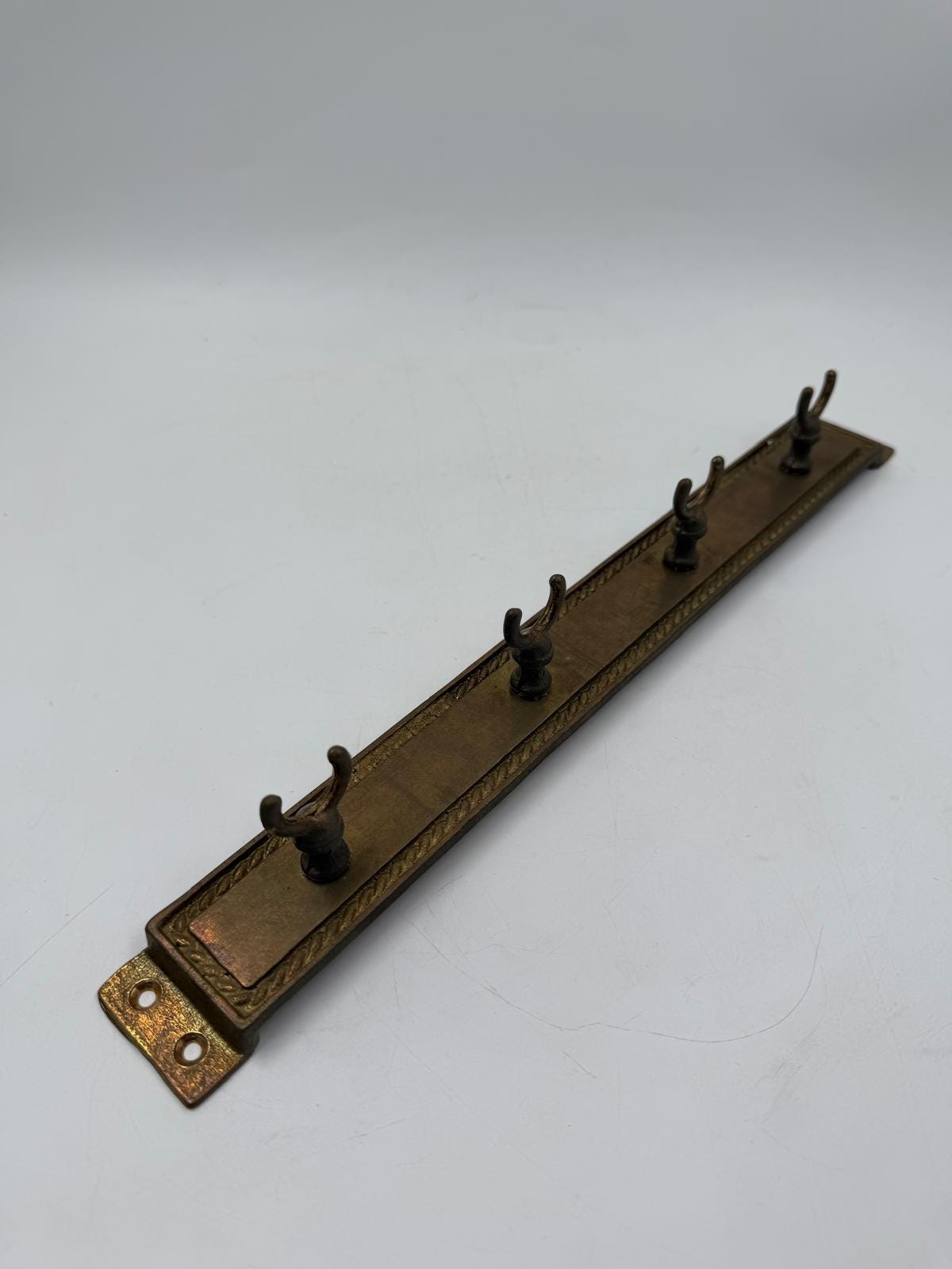 Vintage Wandboard Hakenleiste mit 4 Küchenutensil Holz Metall