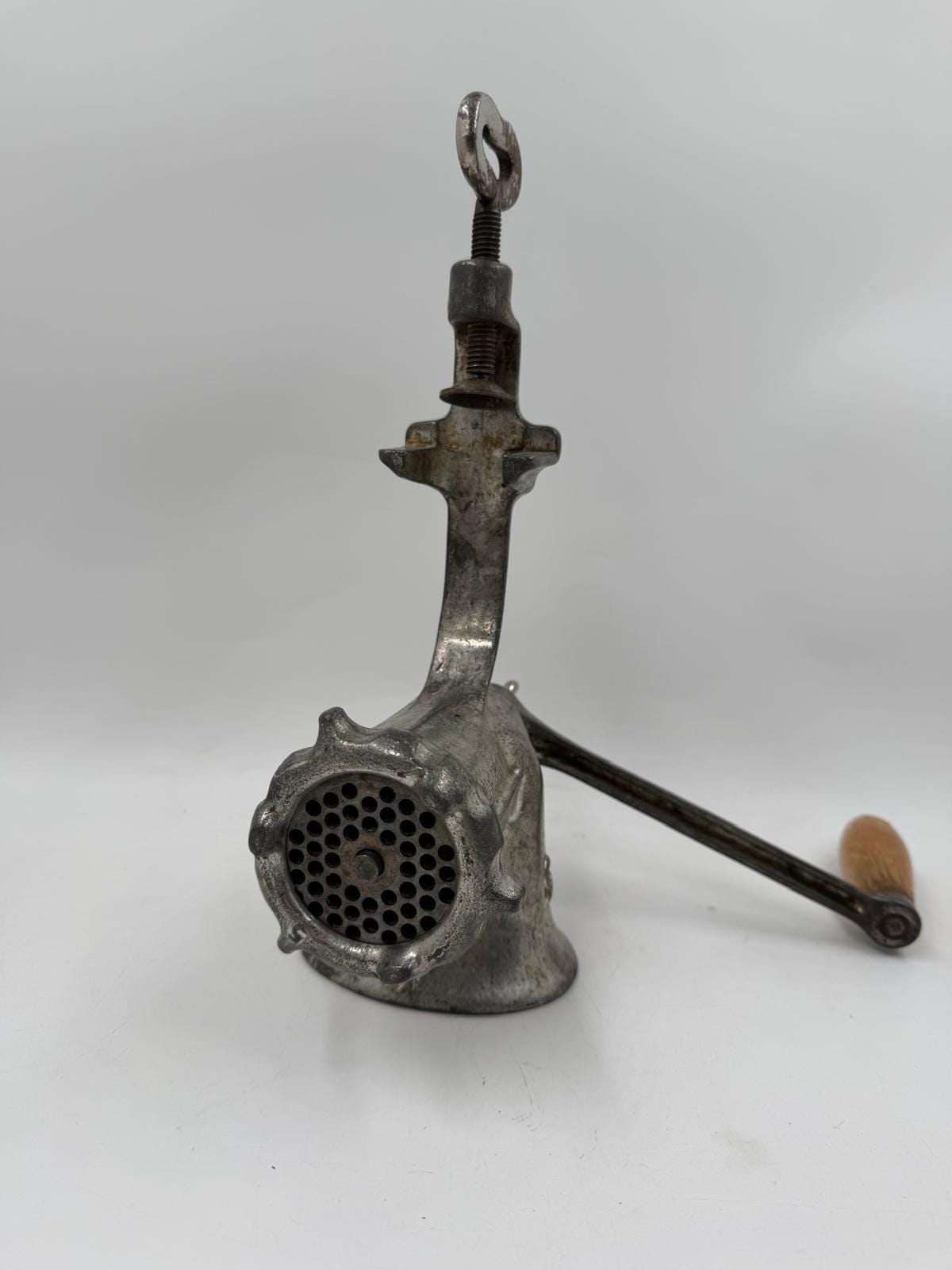 Vintage Fleischwolf von COMET für COMET metallfarben Holzgriff Tischklemme