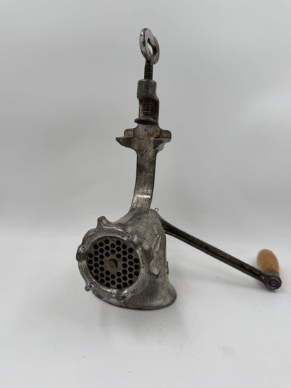 Vintage Fleischwolf von COMET für COMET metallfarben Holzgriff Tischklemme