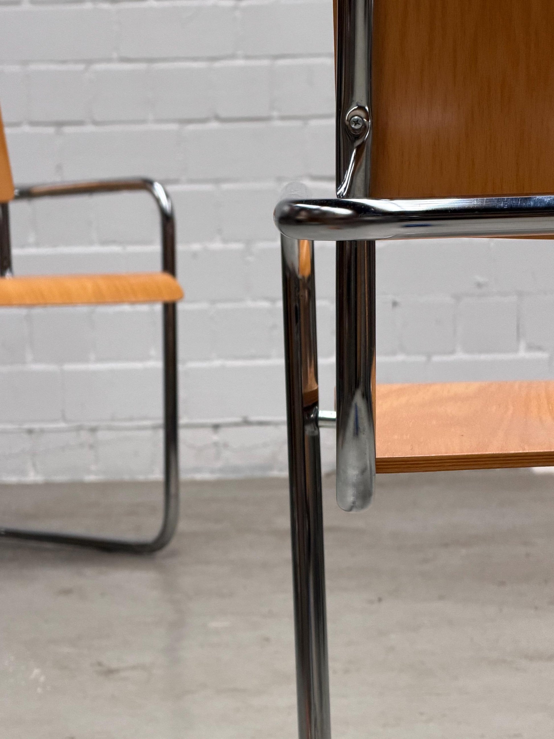 Vintage Stuhl Plurima von Mart Stam und Marcel Breuer für Plurima Chrom Buche