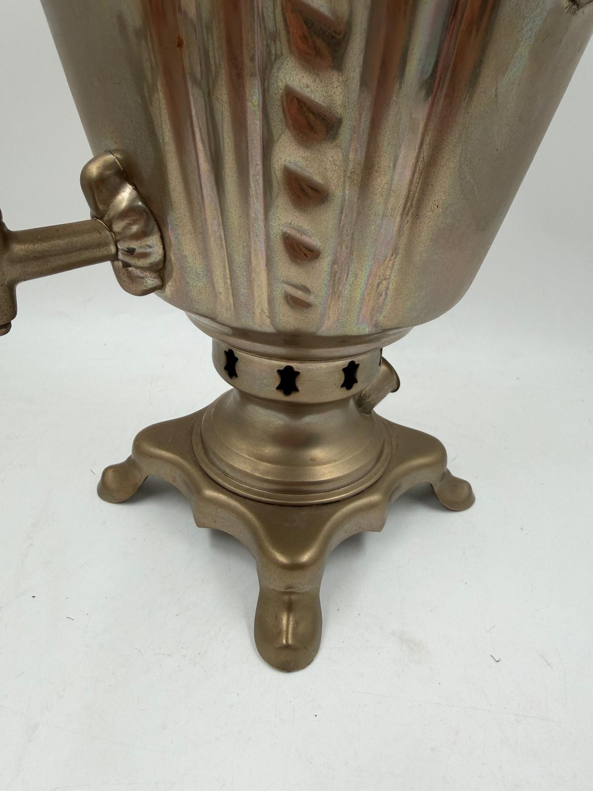 Vintage Elektrosamowar UdSSR mit Zapfhahn silberfarbenes Dekorationsstück