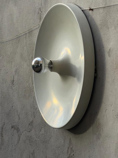 Vintage Wandlampe Diskus von Charlotte Perriand für Honsel Weiß 50 cm