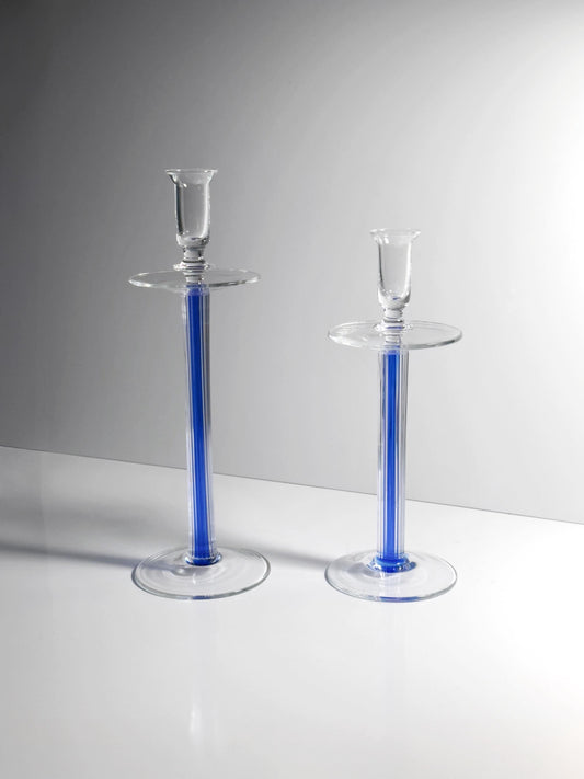 Vintage Kerzenständer Set von IVV für Industria Vetraria Valdarnese ultramarin blau