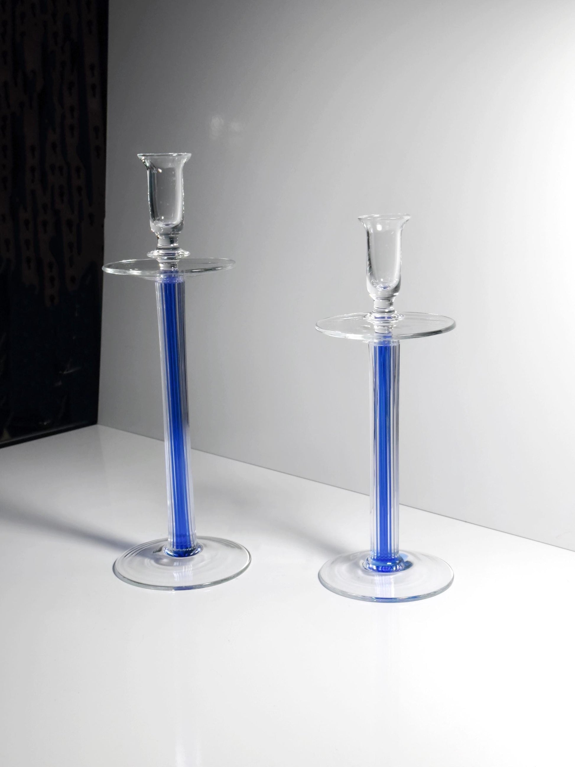 Vintage Kerzenständer Set von IVV für Industria Vetraria Valdarnese ultramarin blau