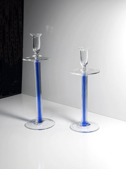 Vintage Kerzenständer Set von IVV für Industria Vetraria Valdarnese ultramarin blau