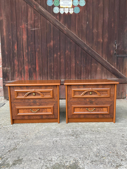 Vintage Nachtschrank Set von 2 mit Schubladen Teak Optik