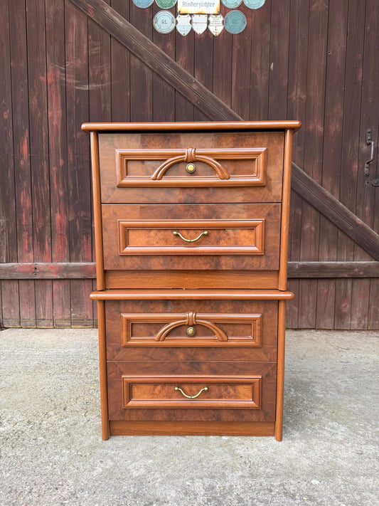 Vintage Nachtschrank Set von 2 mit Schubladen Teak Optik