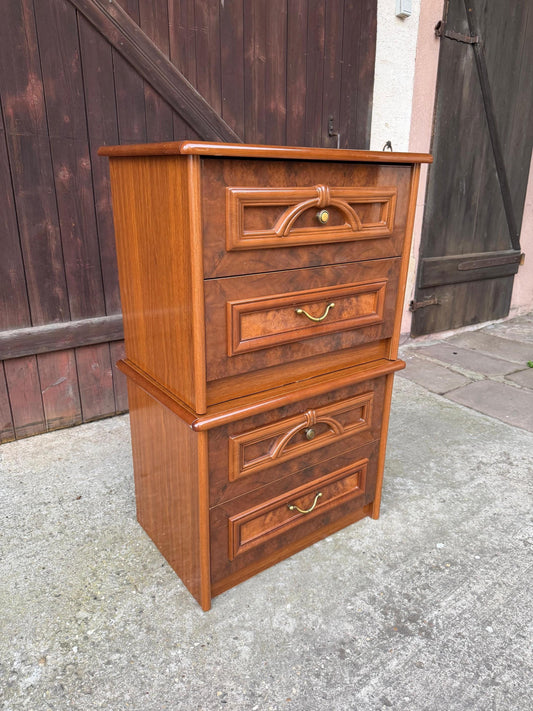 Vintage Nachtschrank Set von 2 mit Schubladen Teak Optik