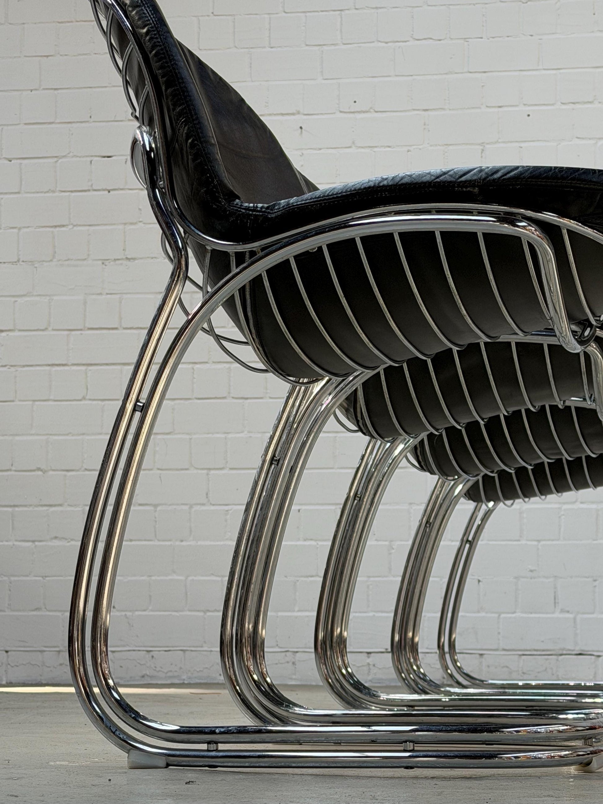 Vintage Sessel Sabrina von Giorgio Rinaldi für Rima Chrom, Schwarz