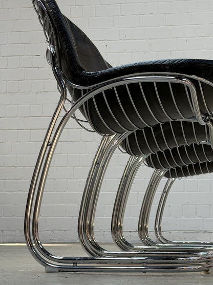 Vintage Sessel Sabrina von Giorgio Rinaldi für Rima Chrom, Schwarz