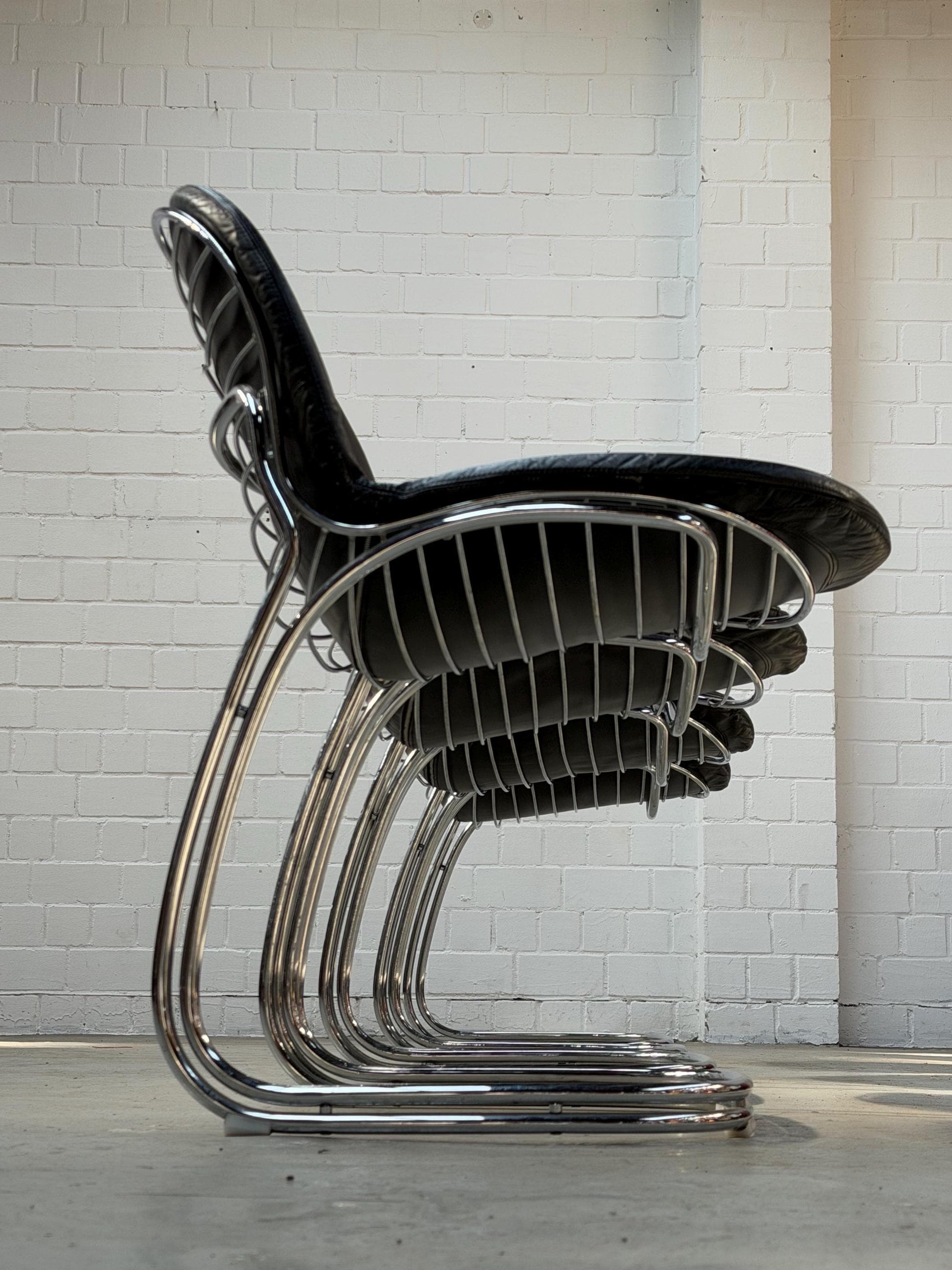 Vintage Sessel Sabrina von Giorgio Rinaldi für Rima Chrom, Schwarz