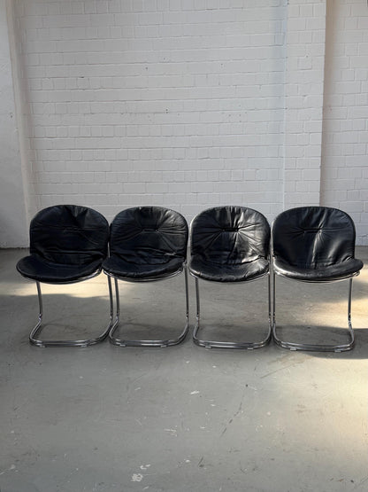 Vintage Sessel Sabrina von Giorgio Rinaldi für Rima Chrom, Schwarz