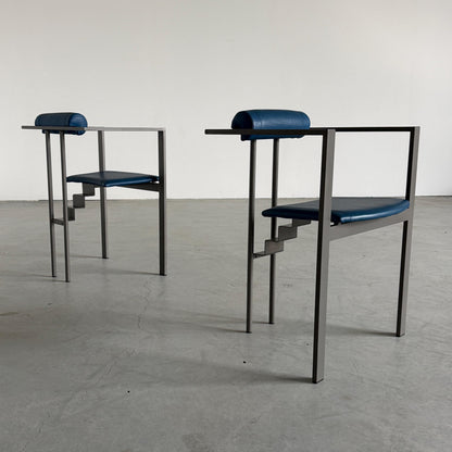 Vintage Stuhl Trix von Karl Friedrich Förster für KFF Set von 2, blau