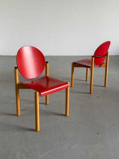 Vintage Esszimmerstuhl Set von 2 von Kusch+Co stapelbar geometrisches Design