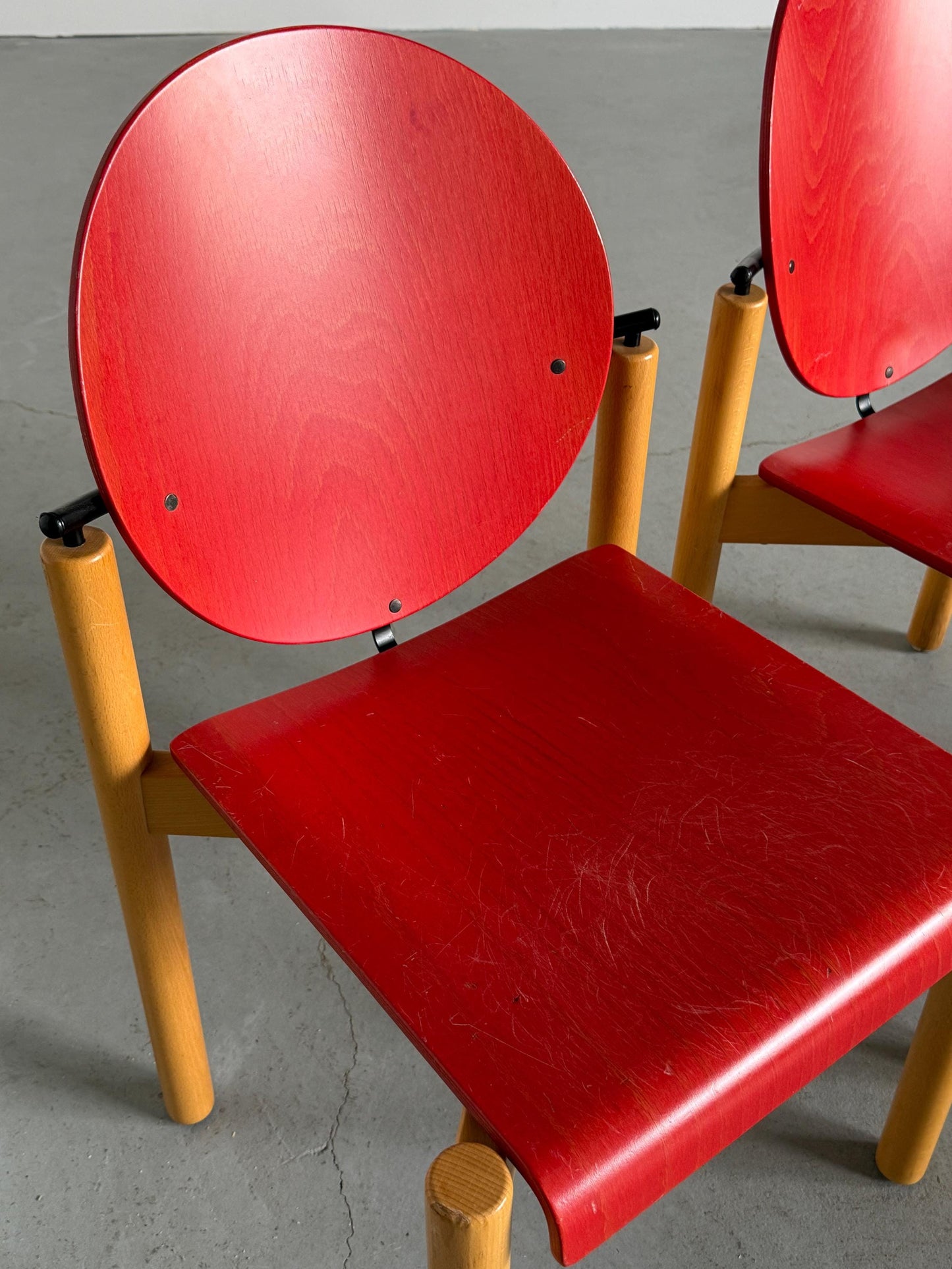 Vintage Esszimmerstuhl Set von 2 von Kusch+Co stapelbar geometrisches Design