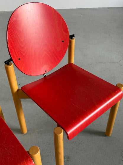 Vintage Esszimmerstuhl Set von 2 von Kusch+Co stapelbar geometrisches Design