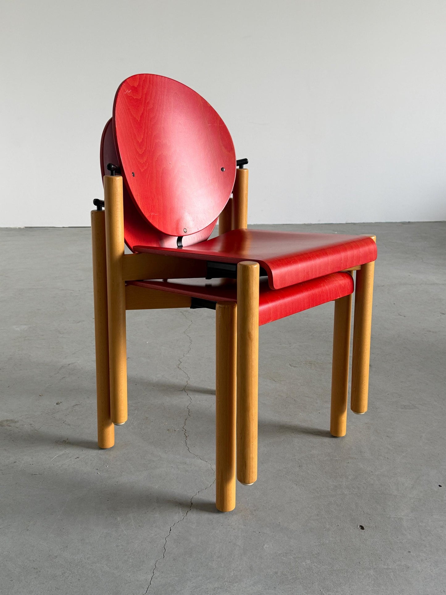 Vintage Esszimmerstuhl Set von 2 von Kusch+Co stapelbar geometrisches Design