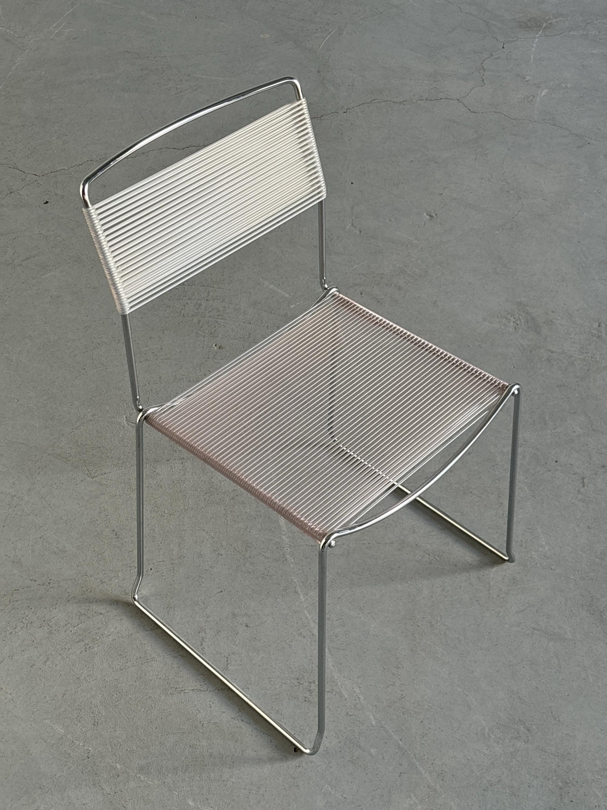 Vintage Esszimmerstuhl Spaghetti von Giandomenico Belotti für Fly Line, Chrom, PVC leicht violett