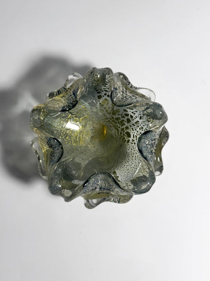 Vintage Murano Glasschale mit Silberblatt-Dekor, Italien 1960er