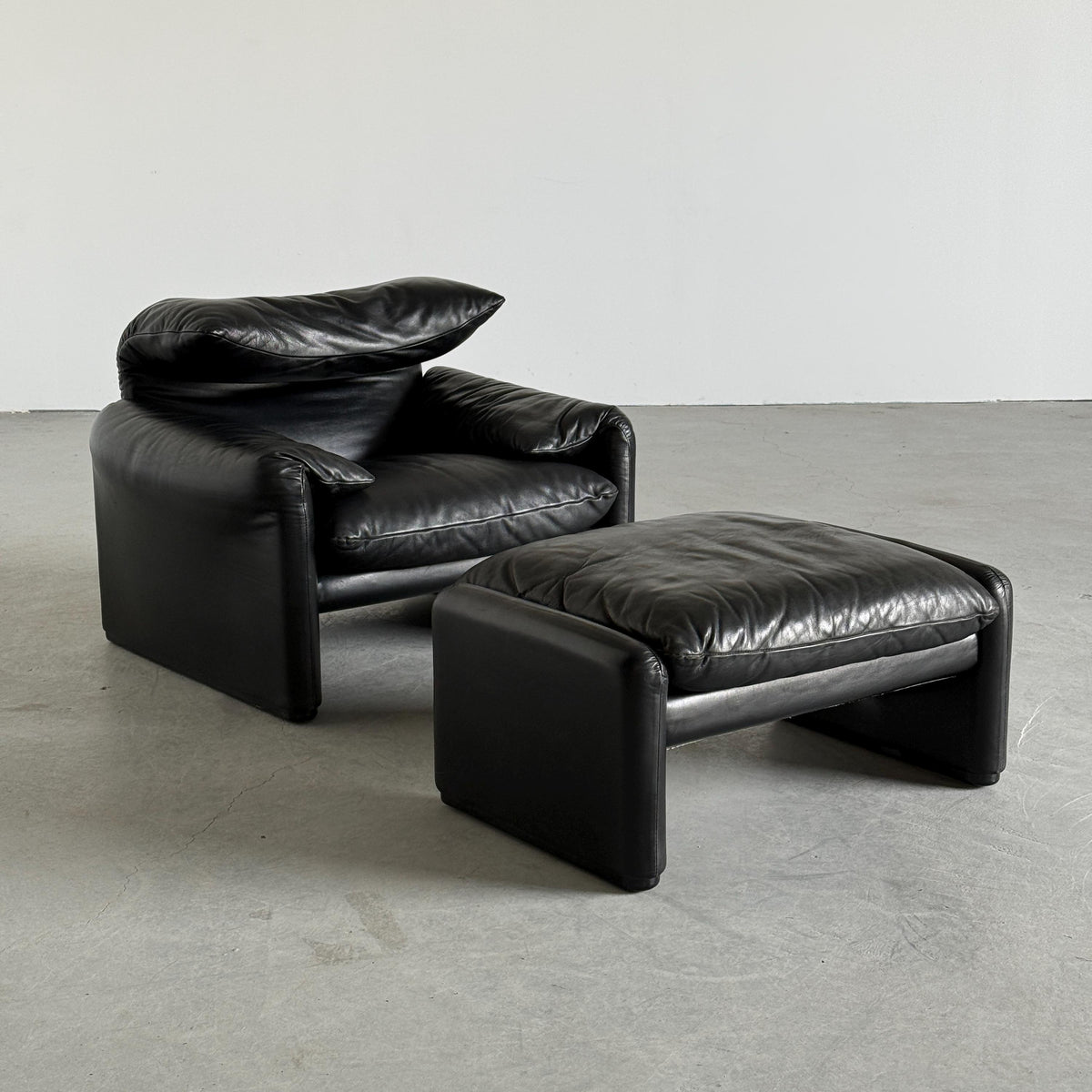 Vintage Sitzset Maralunga von Vico Magistretti für Cassina, schwarz