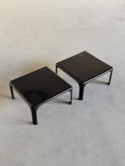 Vintage Set von 2 Beistelltisch Demetrio 45 von Vico Magistretti für Artemide Milano, schwarz