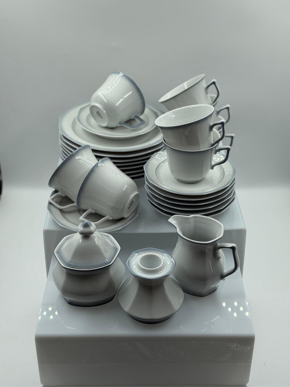 Vintage Kaffeeservice von Winterling Marktleuthen für 8 Personen 29-teilig Weiß Porzellan