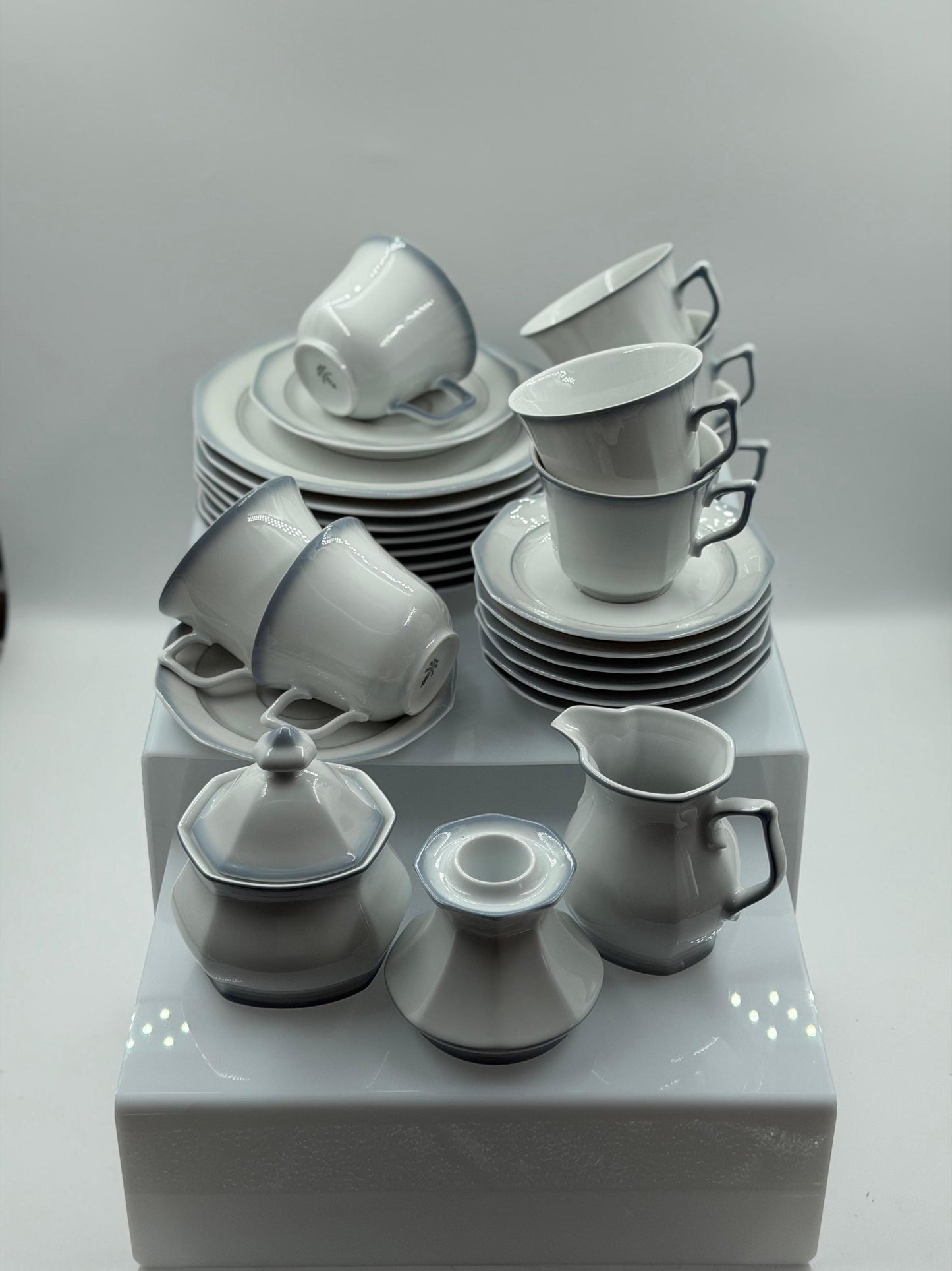 Vintage Kaffeeservice von Winterling Marktleuthen für 8 Personen 29-teilig Weiß Porzellan