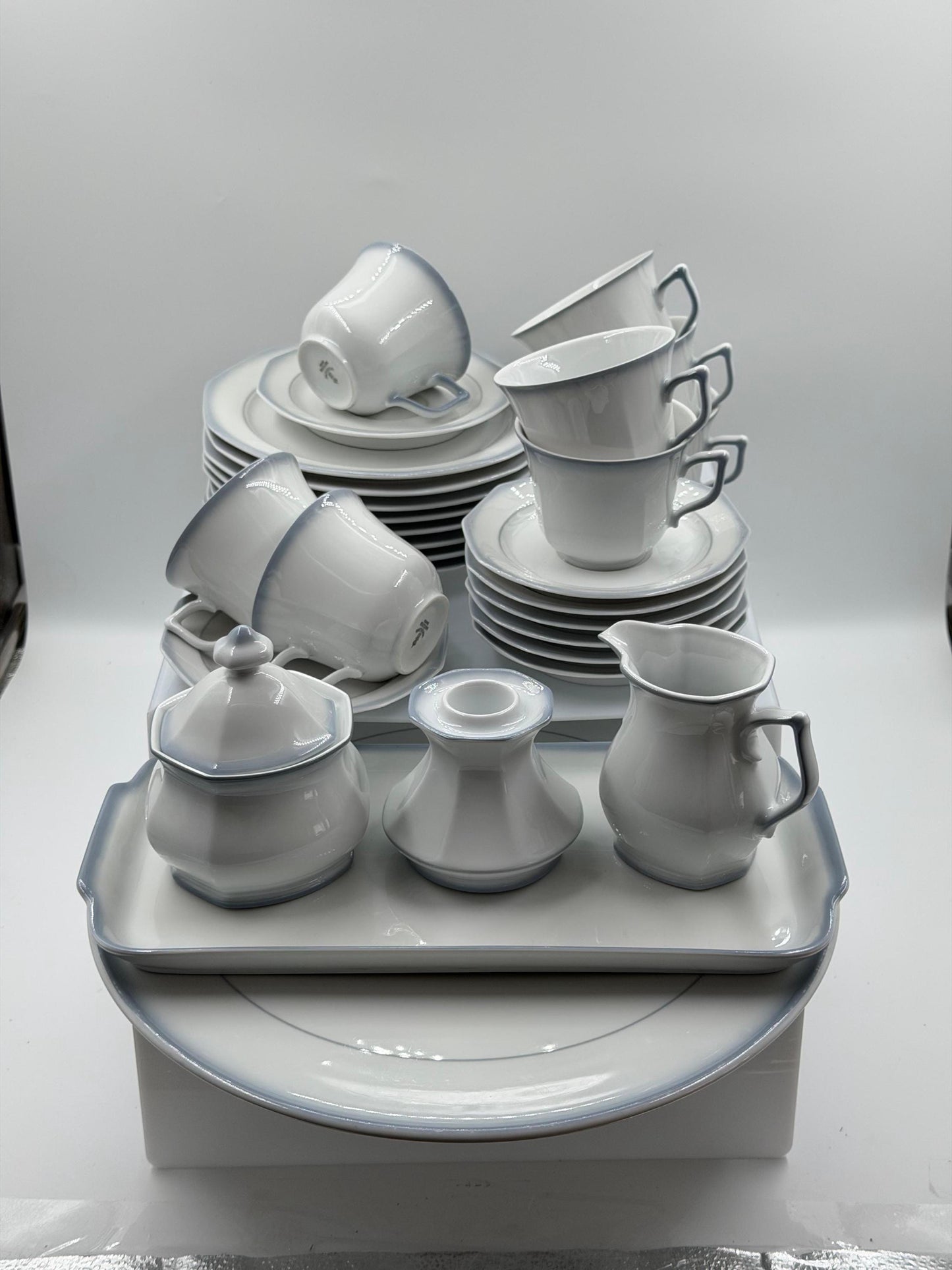 Vintage Kaffeeservice von Winterling Marktleuthen für 8 Personen 29-teilig Weiß Porzellan