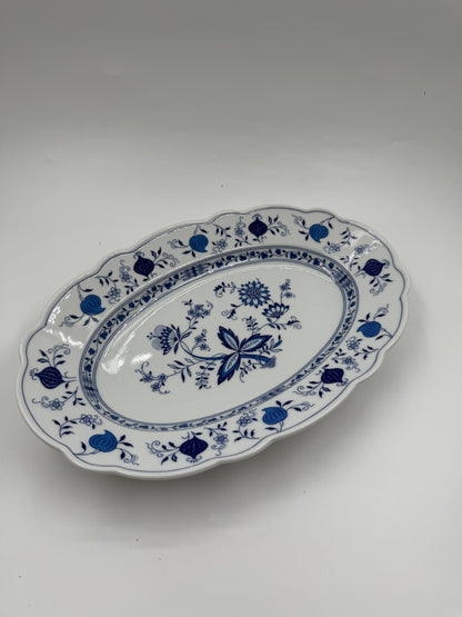 Vintage Servierteller Marienbad Ingres Weiß Zwiebelmuster oval groß blau weiß Porzellan