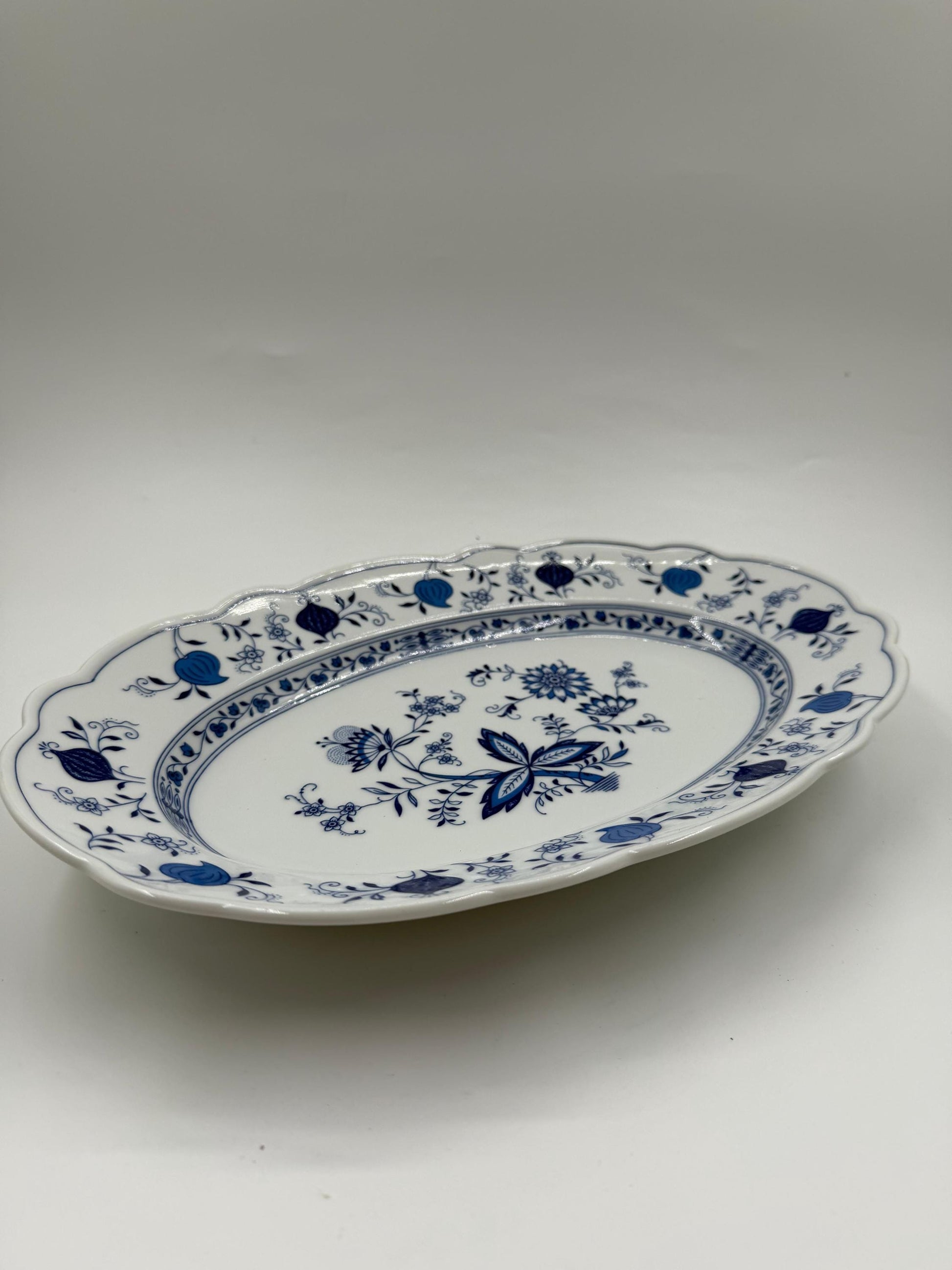 Vintage Servierteller Marienbad Ingres Weiß Zwiebelmuster oval groß blau weiß Porzellan