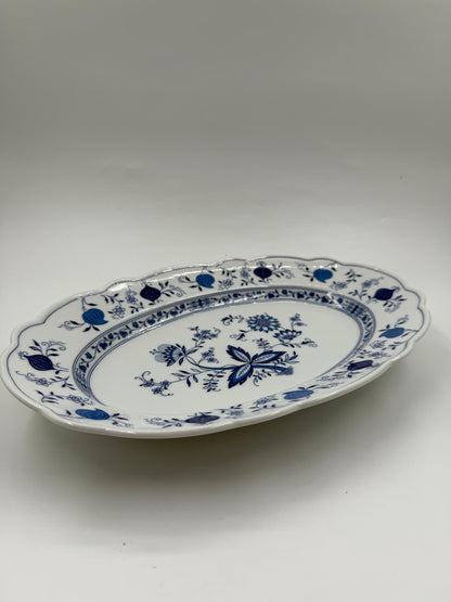 Vintage Servierteller Marienbad Ingres Weiß Zwiebelmuster oval groß blau weiß Porzellan