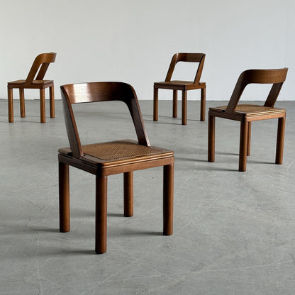 Vintage Set von 4 Esszimmerstuhl von RB Rossana für RB Rossana Esche Wiener Geflecht