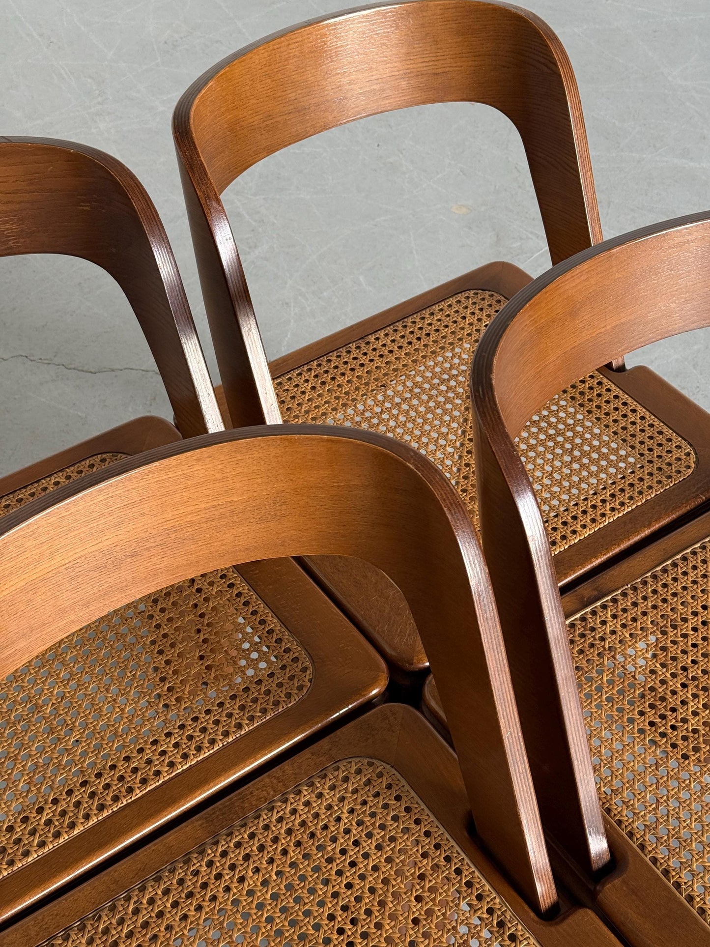 Vintage Set von 4 Esszimmerstuhl von RB Rossana für RB Rossana Esche Wiener Geflecht