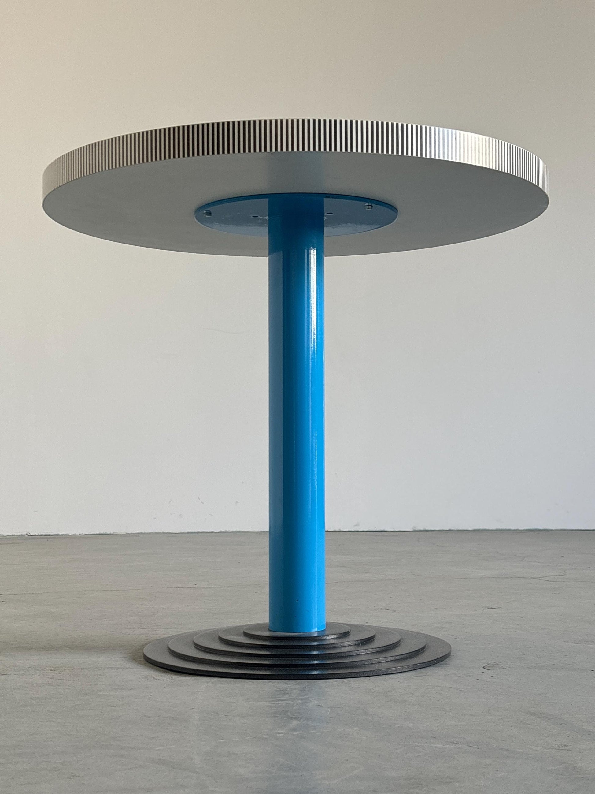 Vintage Tisch Kroma von Antonia Astori für Driade, hellblau schwarz weiß