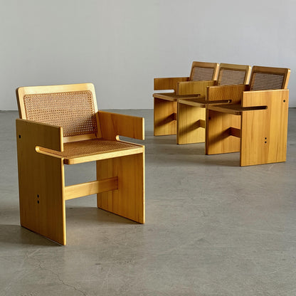 Vintage Sessel Kiefer und Rohrgeflecht naturfarben helles Naturholz