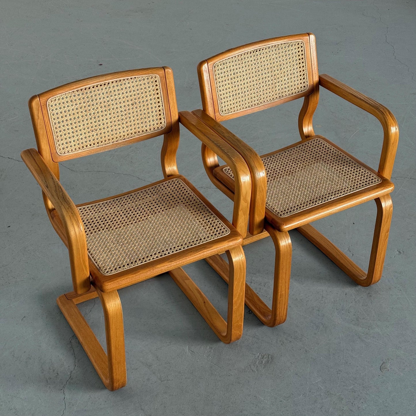 Vintage Armlehnstuhl von Lübke für Lübke Bugholz Wiener Geflecht braun beige