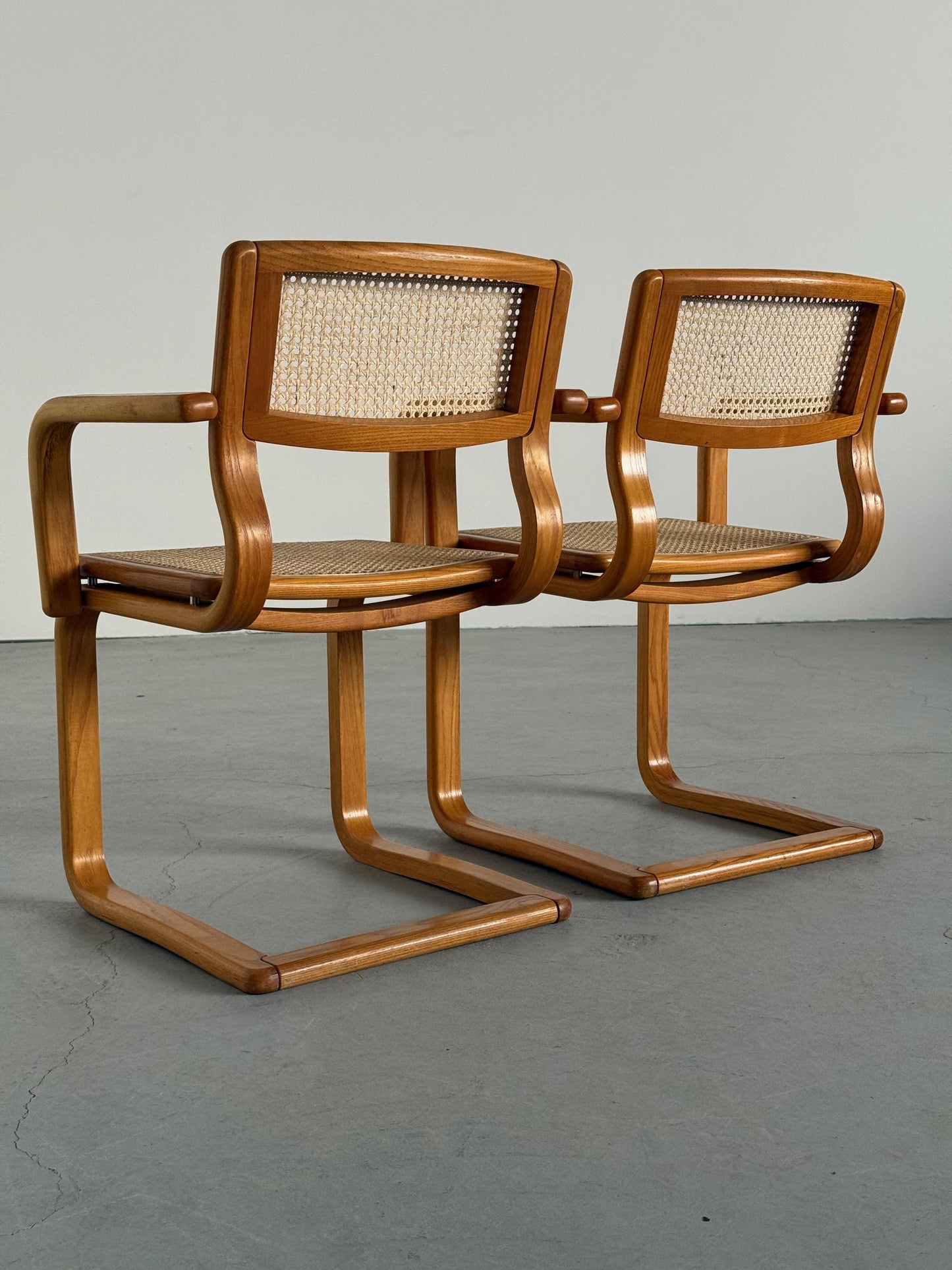 Vintage Armlehnstuhl von Lübke für Lübke Bugholz Wiener Geflecht braun beige