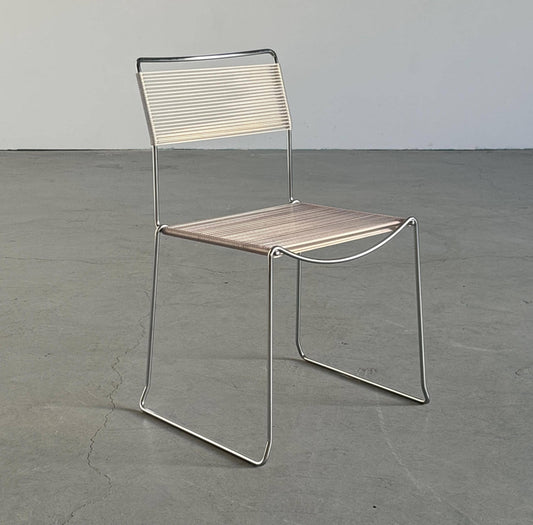 Vintage Esszimmerstuhl Spaghetti von Giandomenico Belotti für Fly Line, Chrom, PVC leicht violett