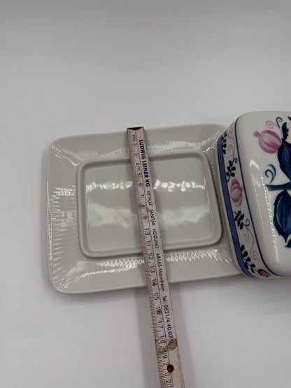 Vintage Butterdose Zwiebelmuster von Seltmann Weiden für Seltmann Weiden rare Farbvariante Rosa Blau