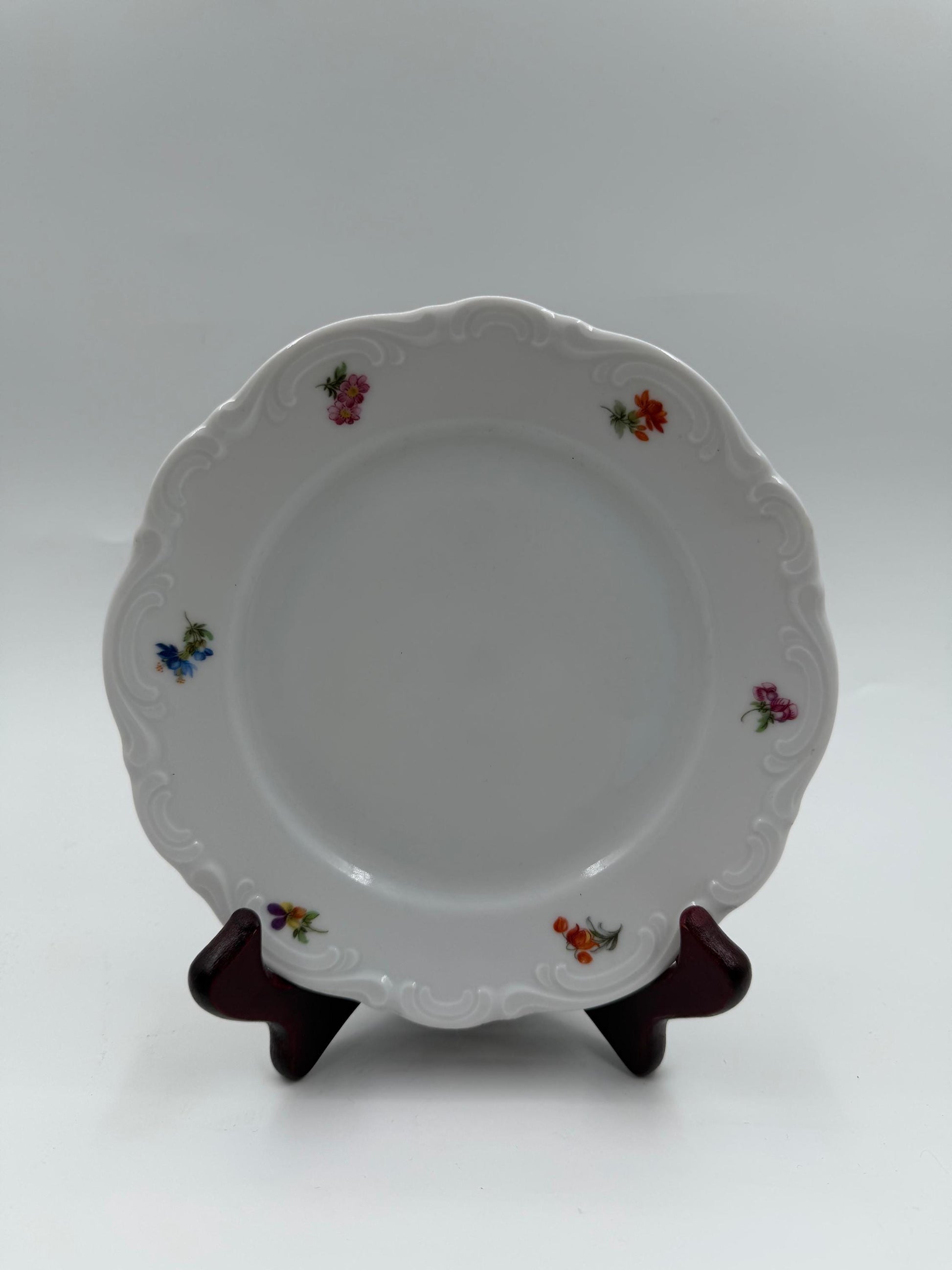 Vintage Mokkatasse von Mitterteich für Bavaria weiß bunt gold Porzellangeschirr