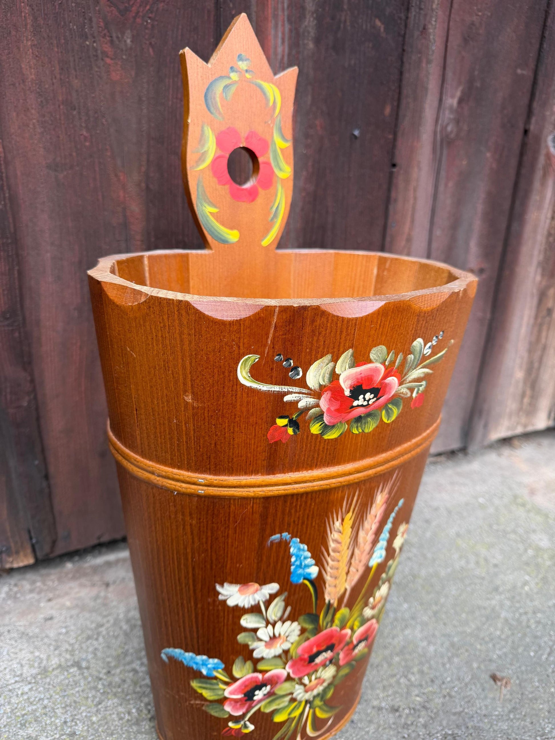 Vintage Schirmständer Keramik handbemalt floral mehrfarbig