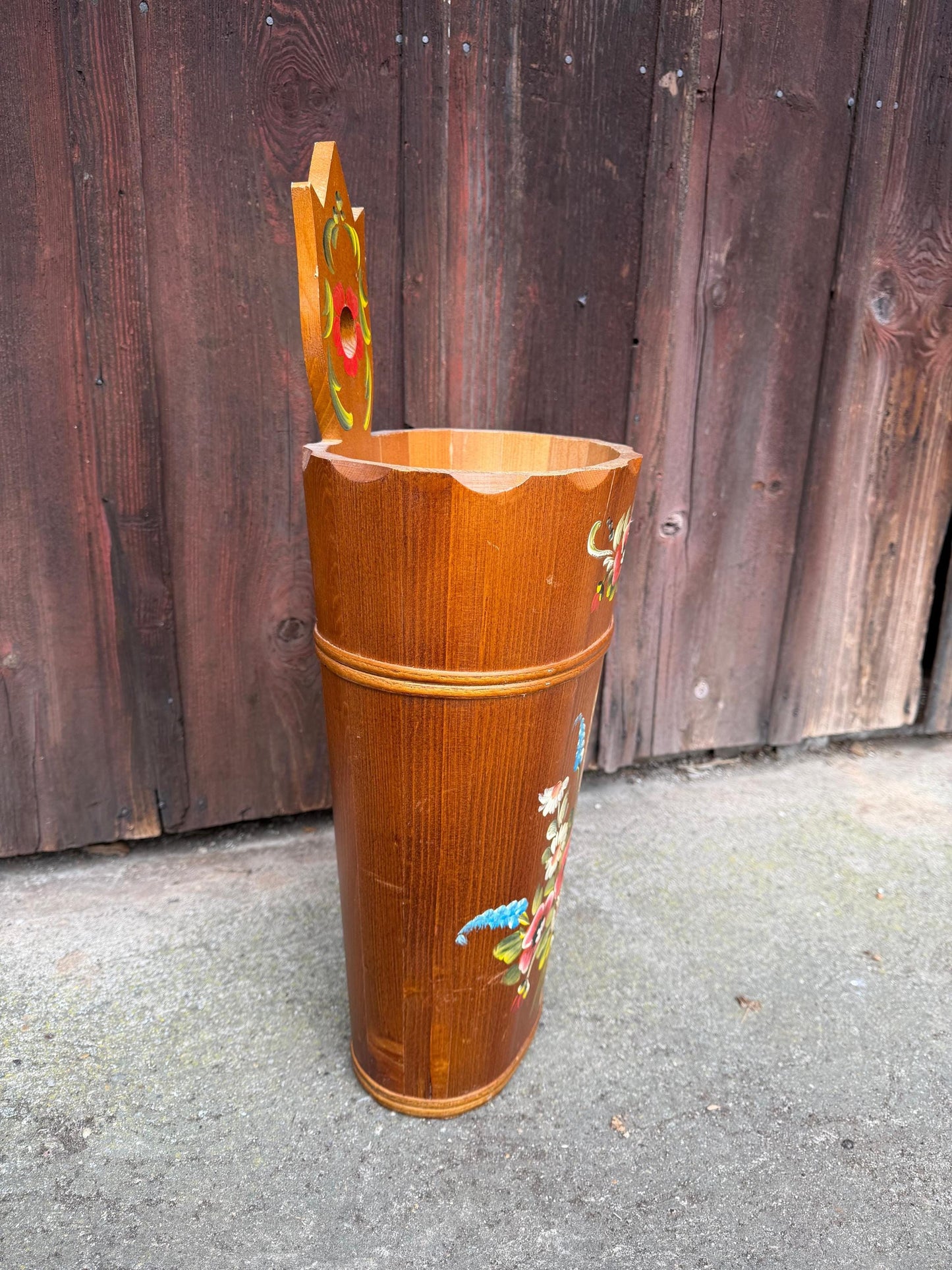 Vintage Schirmständer Keramik handbemalt floral mehrfarbig
