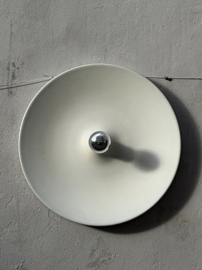 Vintage Wandlampe Diskus von Charlotte Perriand für Honsel Weiß 50 cm