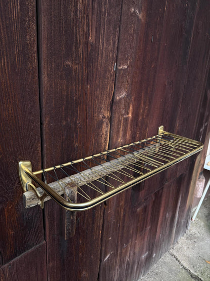 Vintage Wandregal Gold Schwarz Metall mit Schnur-Bespannung