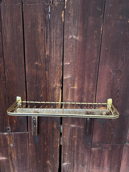 Vintage Wandregal Gold Schwarz Metall mit Schnur-Bespannung