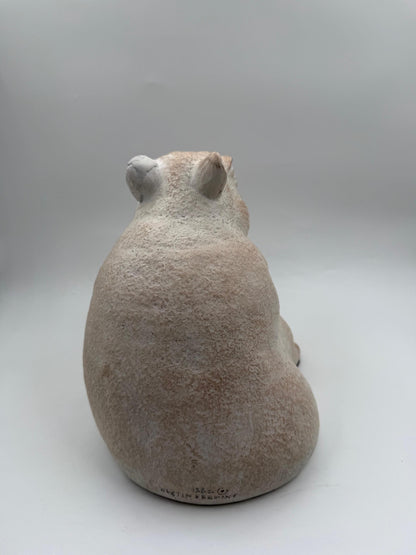 Vintage Skulptur Hippo von Paul Bellardo für Austin Productions grau erdig
