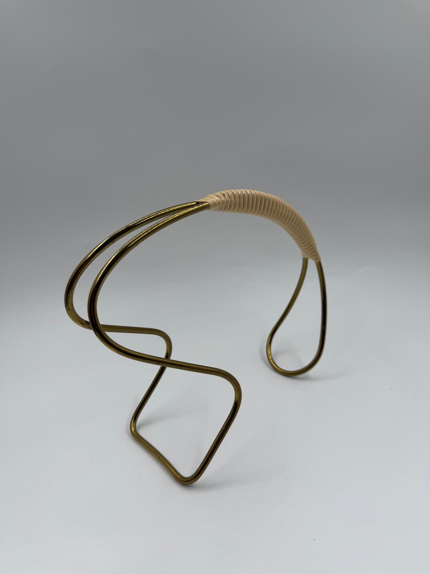 Vintage Flaschenhalter Gold-Creme Dekoration Metall und Kunststoff