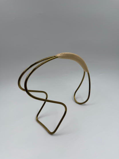 Vintage Flaschenhalter Gold-Creme Dekoration Metall und Kunststoff