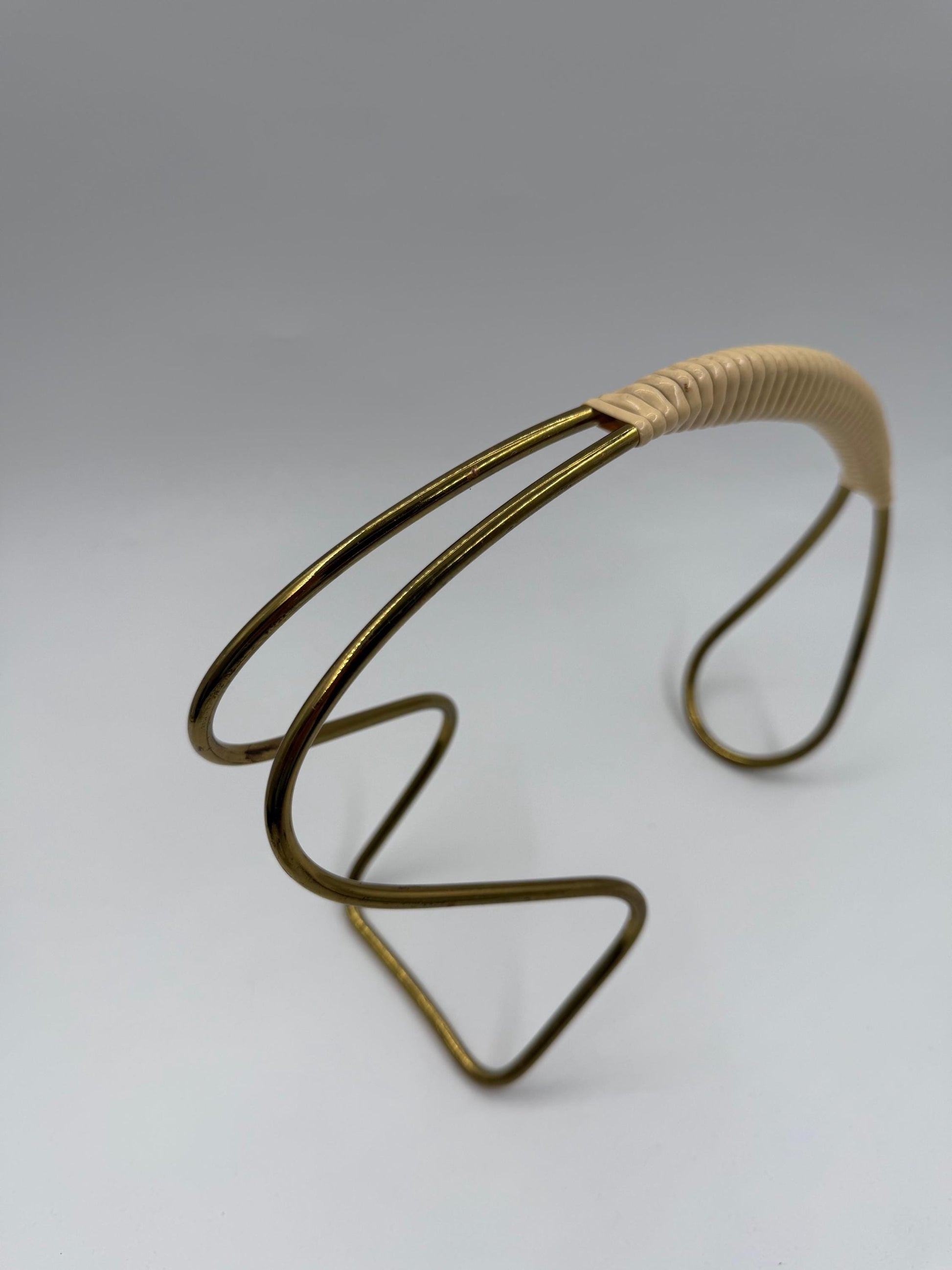 Vintage Flaschenhalter Gold-Creme Dekoration Metall und Kunststoff