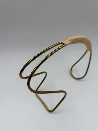 Vintage Flaschenhalter Gold-Creme Dekoration Metall und Kunststoff